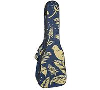 Ukulele Bag Gold Birds In The Nature Pattern Ukulele Case para Soprano Tenor Concierto 23 pulgadas 10MM Grueso suave acolchado correas ajustables Gig Bag