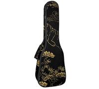 Ukulele Bag Golden Tiger And Tree Ukulele Case para Soprano Tenor Concierto 23 pulgadas 10MM Grueso suave acolchado correas ajustables Gig Bag