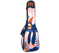 Ukulele Bag Happy Birthday Cute Baby Sloth Sleeping On The Tree Pattern Ukulele Case para Soprano Tenor Concierto 23 pulgadas 10MM Grueso suave acolchado correas ajustables bolsa de concierto