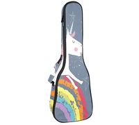 Ukulele Bag Happy Birthday Unicorn Colorido Rainbow Stars Pattern Ukulele Caso para Soprano Tenor Concierto 23 pulgadas 10MM Grueso suave acolchado correas ajustables Gig Bag
