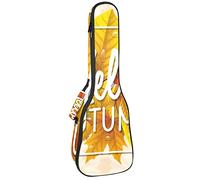 Ukulele Bag Hello Autumn Yellow Leaves Ukulele Case para Soprano Tenor Concierto 23 pulgadas 10MM Grueso suave acolchado correas ajustables Gig Bag