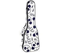 Ukulele Bag Hello Panda Patrón Ukulele Caso para Soprano Tenor Concierto 23 pulgadas 10MM Grueso suave acolchado correas ajustables Gig Bag