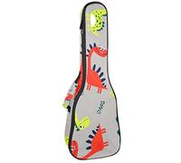 Ukulele Bag Hello Red Green Blue Dinosaur Pattern Ukulele Case para Soprano Tenor Concierto 23 pulgadas 10MM Grueso suave acolchado correas ajustables Gig Bag