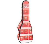 Ukulele Bag Japanese Letters Hiragana Alphabet Red Pattern Ukulele Caso para Soprano Tenor Concierto 23 pulgadas 10MM Grueso suave acolchado correas ajustables bolsa