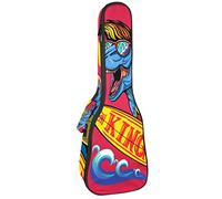 Ukulele Bag King Dinosaur Catch The Waves Pattern Ukulele Case para Soprano Tenor Concierto 23 pulgadas 10MM Grueso suave acolchado correas ajustables Gig Bag