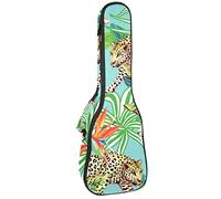 Ukulele Bag Leopard And Tiger On Jungle Ukulele Case para Soprano Tenor Concierto 23 pulgadas 10MM Grueso suave acolchado correas ajustables Gig Bag