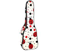 Ukulele Bag Little Ladybug y Ploka Dots Ukulele Case para Soprano Tenor Concierto 23 pulgadas 10MM Grueso suave acolchado correas ajustables bolsa