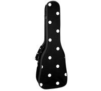 Ukulele Bag Little White Polka Dots On Black Pattern Ukulele Case para Soprano Tenor Concierto 23 pulgadas 10MM Grueso suave acolchado correas ajustables Gig Bag