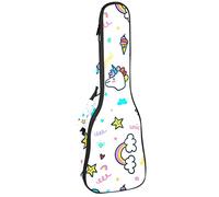 Ukulele Bag Magic Rainbow Unicorn Cloud Pattern Ukulele Caso para concierto Soprano Tenor 23 pulgadas 10MM Grueso suave acolchado correas ajustables Gig Bag