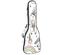 Ukulele Bag Magic Unicorn Rainbow And Ice Cream Ukulele Case para Soprano Tenor Concierto 23 pulgadas 10MM Grueso suave acolchado correas ajustables Gig Bag