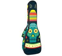 Ukulele Bag Mexico Day of the Dead Sugar Skull Cacti Pattern Ukulele Case para concierto Soprano Tenor 23 pulgadas 10MM Grueso suave acolchado correas ajustables bolsa