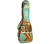 Ukulele Bag Music Radio Retro Ukulele Case para Soprano Tenor Concierto 23 pulgadas 10MM Grueso suave acolchado correas ajustables Gig Bag