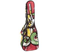 Ukulele Bag Musical Rock Stars Funny Pattern Ukulele Case para Soprano Tenor Concierto 23 pulgadas 10MM Grueso suave acolchado correas ajustables Gig Bag