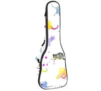 Ukulele Bag Naughty Colour Cats Ukulele Case para Soprano Tenor Concierto 23 pulgadas 10MM Grueso suave acolchado correas ajustables Gig Bag