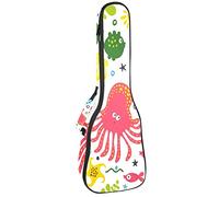 Ukulele Bag Ocean Underwater Marine Octopus Fish Pattern Ukulele Case para Soprano Tenor Concierto 23 pulgadas 10MM Grueso suave acolchado correas ajustables Gig Bag