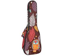 Ukulele Bag Owl Stand On The Branch Leaves Colorido Patrón Ukulele Caso para Soprano Tenor Concierto 23 pulgadas 10MM Grueso suave acolchado correas ajustables bolsa
