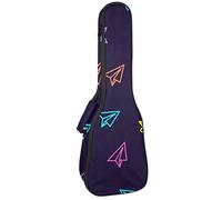 Ukulele Bag Paper Plane Rosa Amarillo Azul Dibujos Animados Azul Marino Fondo Ukulele Caso para Soprano Tenor Concierto 23 pulgadas 10MM Grueso suave acolchado correas ajustables Gig Bag