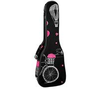 Ukulele Bag Paris Eiffel Tower Romántico Bicicletas Ukulele Caso para Soprano Tenor Concierto 23 pulgadas 10MM Grueso suave acolchado correas ajustables Gig Bag