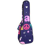 Ukulele Bag Peace And Love Ukulele Case para Soprano Tenor Concierto 23 pulgadas 10MM Grueso suave acolchado correas ajustables Gig Bag