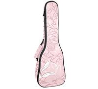 Ukulele Bag Peony Flower Grey Pink Pattern Ukulele Case para Soprano Tenor Concierto 23 pulgadas 10MM Grueso suave acolchado correas ajustables Gig Bag