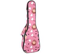Ukulele Bag Pink Cute Cartoon Girl Boy Lover Patrón de corazón Ukulele Caso para Soprano Tenor Concierto 23 pulgadas 10MM Grueso suave acolchado correas ajustables bolsa de concierto