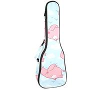 Ukulele Bag Pink Flying Piggy con alas Blue Sky Pattern Ukulele Caso para Soprano Tenor Concierto 23 pulgadas 10MM Grueso suave acolchado correas ajustables Gig Bag