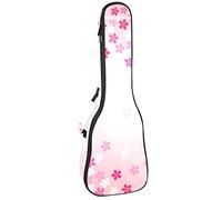 Ukulele Bag Pink Japan Cherry Blossom Flowers Pattern Ukulele Case para Soprano Tenor Concierto 23 pulgadas 10MM Grueso suave acolchado correas ajustables Gig Bag