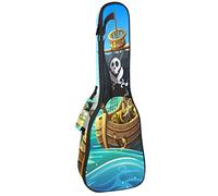 Ukulele Bag Pirates Attacking A Boat Ukulele Case para Soprano Tenor Concierto 23 pulgadas 10MM Grueso suave acolchado correas ajustables Gig Bag