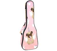 Ukulele Bag Pug Dog Unicorn Angel Rainbow Pink Pattern Ukulele Case para Soprano Tenor Concierto 23 pulgadas 10MM Grueso suave acolchado correas ajustables Gig Bag