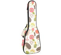 Ukulele Bag Retro Forest Hedgehog Patrón Floral Ukulele Caso para Soprano Tenor Concierto 23 pulgadas 10MM Grueso suave acolchado correas ajustables bolsa