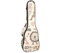 Ukulele Bag Romántico Pari Elffel Tower Ukulele Caso para Soprano Tenor Concierto 23 pulgadas 10MM Grueso suave acolchado correas ajustables Gig Bag