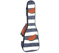 Ukulele Bag Sandía On Dark Blue & White Stripe Ukulele Case para Soprano Tenor Concierto 23 pulgadas 10MM Grueso suave acolchado correas ajustables Gig Bag