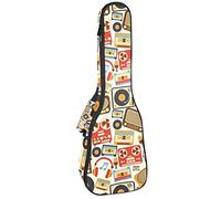 Ukulele Bag Seamless Retro Music Ukulele Case para Soprano Tenor Concierto 23 pulgadas 10MM Grueso suave acolchado correas ajustables Gig Bag