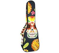 Ukulele Bag Skull Day Of The Dead Pattern Ukulele Case para concierto Soprano Tenor 23 pulgadas 10MM Grueso suave acolchado correas ajustables Gig Bag