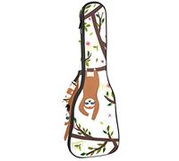 Ukulele Bag Sloths Hanging On Tree Ukulele Case para Soprano Tenor Concierto 23 pulgadas 10MM Grueso suave acolchado correas ajustables Gig Bag