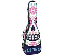 Ukulele Bag Sugar Skull Flowers Day Of The Dead Pattern Ukulele Caso para concierto Soprano Tenor 23 pulgadas 10MM Grueso suave acolchado correas ajustables bolsa de concierto