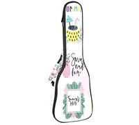 Ukulele Bag Summertime Tropical Elements Ukulele Case para concierto Soprano Tenor 23 pulgadas 10MM Grueso suave acolchado correas ajustables Gig Bag