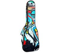 Ukulele Bag The Doodle Car Art Painting Pattern Ukulele Case para Soprano Tenor Concierto 23 pulgadas 10MM Grueso suave acolchado correas ajustables Gig Bag