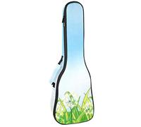 Ukulele Bag The Growing Weeds Diente de león Under The Blue Sky Pattern Ukulele Case para concierto Soprano Tenor 23 pulgadas 10MM Grueso suave acolchado correas ajustables bolsa de concierto
