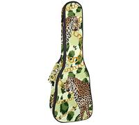 Ukulele Bag Three Leopard Gold Chain Green Tiger Skin Pattern Ukulele Case para Soprano Tenor Concierto 23 pulgadas 10MM Grueso suave acolchado correas ajustables Gig Bag