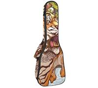 Ukulele Bag Tiger and Butterfly Pattern Ukulele Case para Soprano Tenor Concierto 23 pulgadas 10MM Grueso suave acolchado correas ajustables Gig Bag