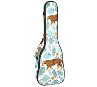 Ukulele Bag Tiger In The Tropical Leaves Jungle Ukulele Case para Soprano Tenor Concierto 23 pulgadas 10MM Grueso suave acolchado correas ajustables Gig Bag