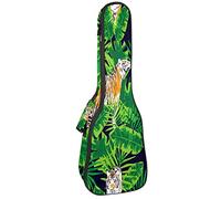 Ukulele Bag Tiger Tropical Pattern Ukulele Case para Soprano Tenor Concierto 23 pulgadas 10MM Grueso suave acolchado correas ajustables Gig Bag