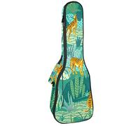 Ukulele Bag Tigers In The Jungle Ukulele Case para Soprano Tenor Concierto 23 pulgadas 10MM Grueso suave acolchado correas ajustables Gig Bag
