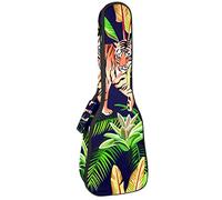 Ukulele Bag Tigres y Plantas Ukulele Caso para Soprano Tenor Concierto 23 pulgadas 10MM Grueso suave acolchado correas ajustables Gig Bag