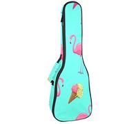 Ukulele Bag Tropical Flamingo Ice Cream Blue Color Pattern Ukulele Caso para Soprano Tenor Concierto 23 pulgadas 10MM Grueso suave acolchado correas ajustables Gig Bag