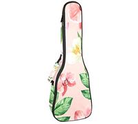 Ukulele Bag Tropical Flowers Birds Pattern Ukulele Case para Soprano Tenor Concierto 23 pulgadas 10MM Grueso suave acolchado correas ajustables Gig Bag