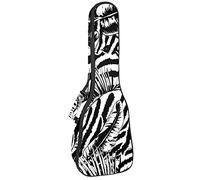 Ukulele Bag Tropical Leaves Zebra Exotic Natural Black Pattern Ukulele Case para Soprano Tenor Concierto 23 pulgadas 10MM Grueso suave acolchado correas ajustables Gig Bag