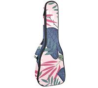 Ukulele Bag Tropical Plants Pastel Pink Ukulele Case para Soprano Tenor Concierto 23 pulgadas 10MM Grueso suave acolchado correas ajustables Gig Bag