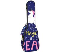 Ukulele Bag Unicorn Magic is Real Pattern Ukulele Case para concierto Soprano Tenor 23 pulgadas 10MM Grueso suave acolchado correas ajustables Gig Bag